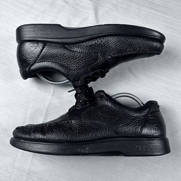 SAS Bout Time Men\'s Size 11 S Black Orthopedic Walking Shoes Leather Lace Mocs